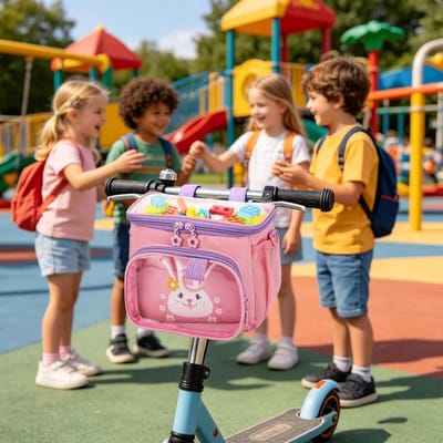 Fietsmand Kinderen - Stuurmand Scooter - Spullen Meenemen - Waterdichte Constructie - 21 x 12 x 19 cm - Roze