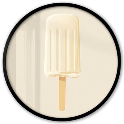 Poster in lijst Rond - Fotolijst 40x40 cm - Posters - Minimalistisch - Waterijsje - Stokje - Beige - Ronde posterlijst zwart - Decoratie - Wanddecoratie woonkamer - Muurdecoratie slaapkamer