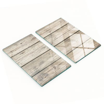 Set van gehard glazen keukenplanken met houtnerfpatroon, 2x30x52 cm