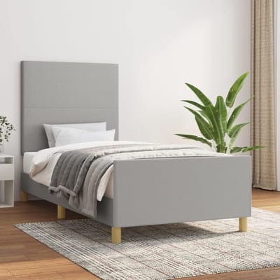 Bedframe met hoofdbord - Eenpersoonsbed frame - Ontspannen slapen - In hoogte verstelbaar - 90 x 200 cm - Lichtgrijs