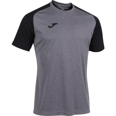 Joma Academy IV Shirt Korte Mouw Kinderen - Lichtgrijs Gemeleerd / Zwart | Maat: 96-104