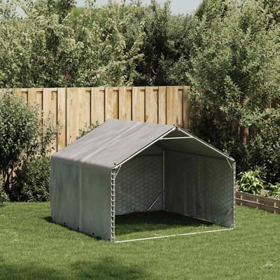 vidaXL - Hondenhok - voor - buiten - met - hoes - 2x2x1,5 - m - gegalvaniseerd - staal