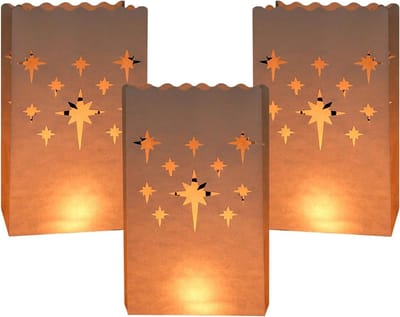 24 stuks witte papieren lichtzakken voor sfeervolle verlichting, tafeldecoratie en feestelijke gelegenheden zoals Valentijnsdag en bruiloften