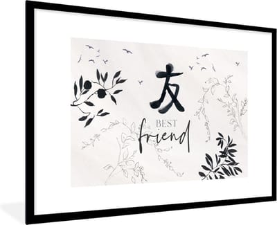 Fotolijst incl. Poster - Best friend - Vriendschap - Spreuken - Quotes - Vrienden - 120x80 cm - Posterlijst