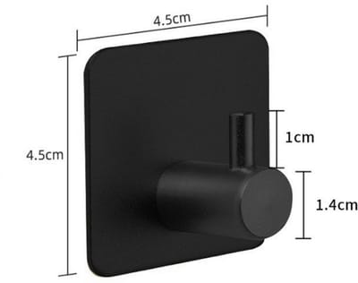 Jonyx - Handdoekhaakje - Zelfklevend haakje - Wandhaakje - Ophanghaakje - Badkamer accessoires - Metaal - Vierkant - Zwart - 1 stuk - Zonder boren