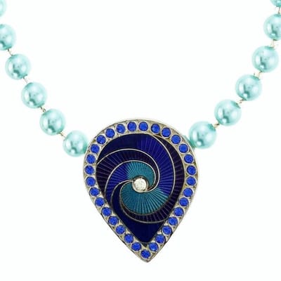 Behave - Blauwe parelketting met druppel hanger - Elegant & trendy