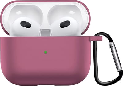 Hoesje - Geschikt voor Apple AirPods 3 - Siliconen Hoes met Clip - Silicone Case Cover - Oud roze