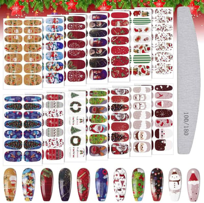 Dailygoods- Nail Art Stickers Zelfklevend - 14 Velletjes Volledige Bedekking - Kerstboom/Sneeuwvlokken - Nagel Design - Eenvoudig Toepasbaar - Duurzaam - Nagelstickers