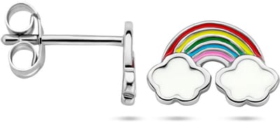 Zilver Gerhodineerd Oorknoppen Regenboog 1336207