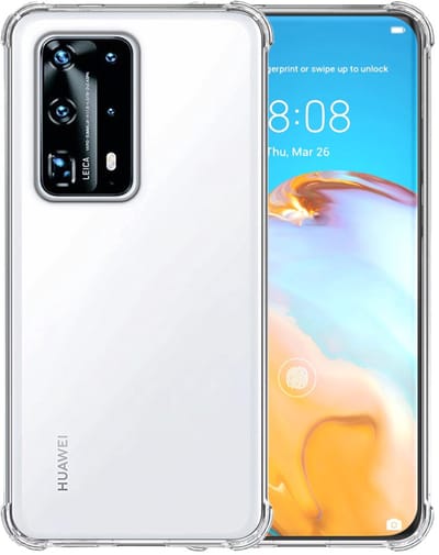 Smartphonica Telefoonhoesje Geschikt voor Huawei P40 Pro Plus Transparant Schokbestendig - Shockproof TPU SIliconen Backcover Case met Stootrand Doorzichtig