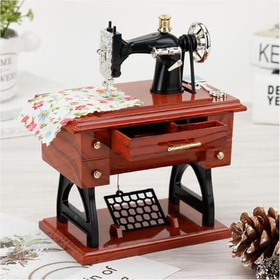 Muziekdoos in De Vorm Van Een Naaimachine - Een Retro Muziekdoos - Mini Muziekdoosje - Vintage Naaimachine - ABS - Creatief Cadeau voor Verjaardag en Huisdecoratie - Bruin