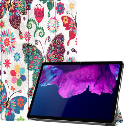 Hoesje - Geschikt voor Lenovo Tab P11 - Dun & Stevig - Hardcover Book Case - Trifold Bookcase Hoes - Hard Cover - Tablethoes - Vlinders
