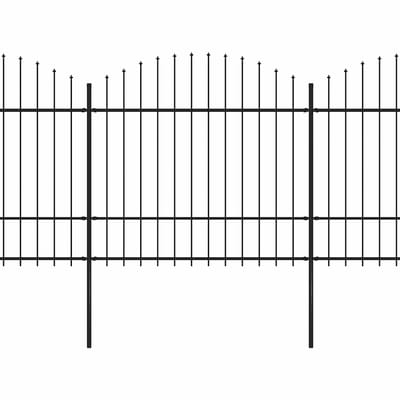vidaXL - Tuinhek - met - speerpunt - staal - 1005x175 - cm - zwart