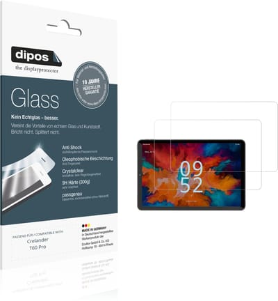 dipos – 2x Pantserfolie geschikt voor Crelander T60 Pro | 9H Screenprotector