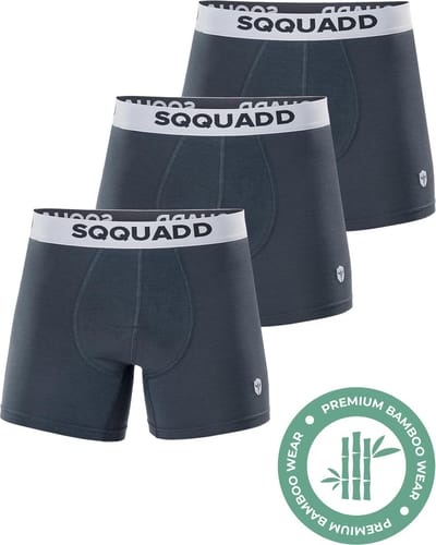 SQQUADD® Bamboe Ondergoed Heren - 3-pack Boxershorts - Maat S - Comfort en Kwaliteit - Voor Mannen - Bamboo - Grijs