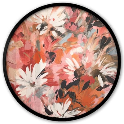 Poster in lijst Rond - Fotolijst 40x40 cm - Posters - Bloemen - Kunst - Abstract - Verf - Ronde posterlijst zwart - Decoratie - Wanddecoratie woonkamer - Muurdecoratie slaapkamer