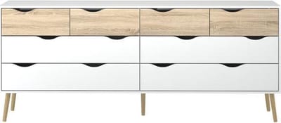 Tvilum Napoli - Dressoir - Met 8 lades -  Wit/Eiken