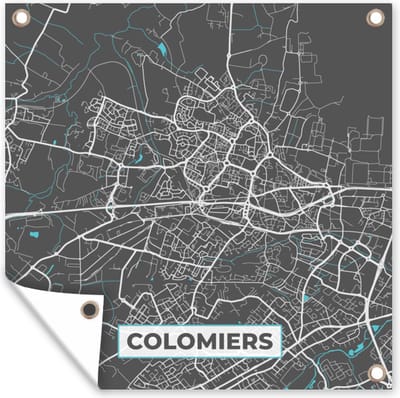 Tuin poster Colomiers - Frankrijk - Stadskaart - Kaart - Plattegrond - 200x200 cm - Tuindoek