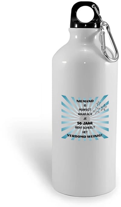 Hacebo® - 50 jaar Sarah en Abraham cadeau - waterfles - Hoera 50 jaar - Jubileum man en vrouw - met opdruk - Grappige tekst - Jarig - Verjaardag - Grappige tekst - water fles - 400ML