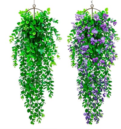Hangplanten in pot, 2 stuks hangplant, kunstplanten, 75 cm, groene plant, plastic planten, decoratie, geschikt voor balkon, slaapkamer, eetkamer