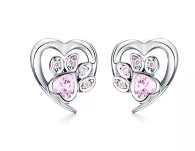 Zilveren Oorbellen Hondenpootje Roze - Sieraden - Romystones