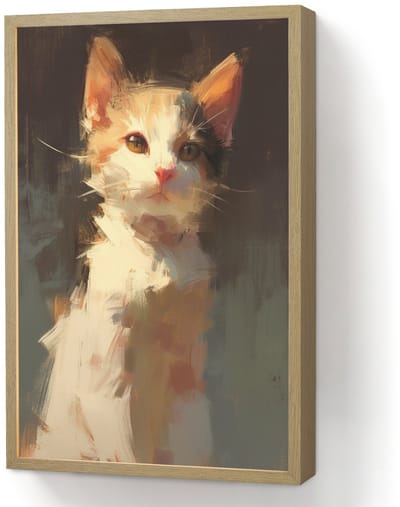 Wandlamp 40x60 cm - Oplaadbaar - Kat - Geschilderd - Artistiek - Wit - Wandlampen binnen woonkamer - Slaapkamer lamp - Decoratieve nachtlamp - Vloerlamp draadloos