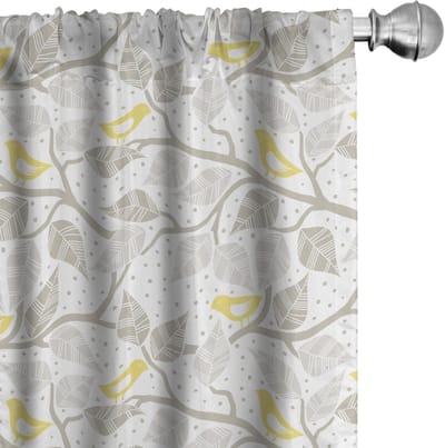 ABAKUHAUS – 2x Voorhangpanelen Geel-Grijs-Wit – Microfaser, Halfdonker – 75x225 cm