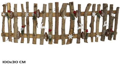 Decoratief kersthekje met dennentakken en figuren – 100 x 30 cm, kerstdecoratie