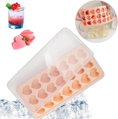 Hartvormige IJsblokjes Mal - 21-Caviteiten Siliconen Vorm met Deksel, BPA-vrij, Voedselveilige Silicone voor Chocolade, Bier en Whisky