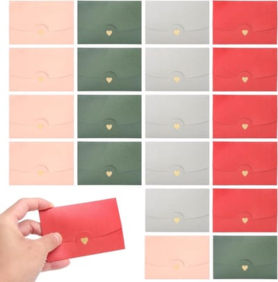 Mini Envelopes met Hartsluiting van Parelglozend Papier 7 x 10.5 cm, Kleine Enveloppen voor Cadeaubonnen, Elegante Enveloppen voor Verjaardagen en Valentijnsdag