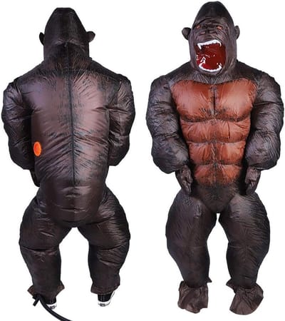 Opblaasbaar Gorilla Kostuum voor Volwassenen, Dierenkostuum voor Halloween en Feestjes, Waterdicht en Ademend Materiaal, Perfect voor Festivals en Verkleedpartijen