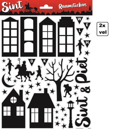 2x Raamsticker A4 Sint en Piet - Sinterklaas feest Thema feest versiering raam stickers fun