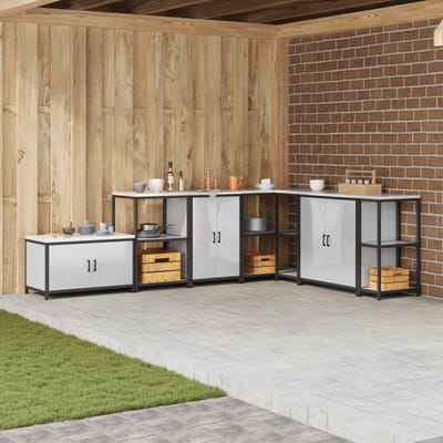 vidaXL - Keukenopslag - Kast - HATTEM - Zilverkleurig - 60 - x - 50 - x - 92 - cm - Staal