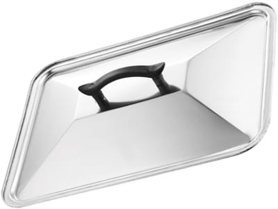 Allecto - Kookgerei van glas - Ovenschaal en pan - Roestvrijstalen deksel - Zilver - Anti-olie spatdeksel - Geschikt voor magnetron en vaatwasser -...