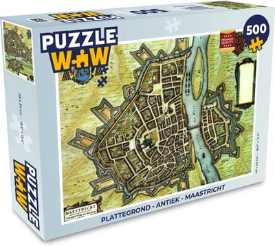 Puzzel Plattegrond - Antiek - Maastricht - Legpuzzel - Puzzel 500 stukjes - Stadskaart