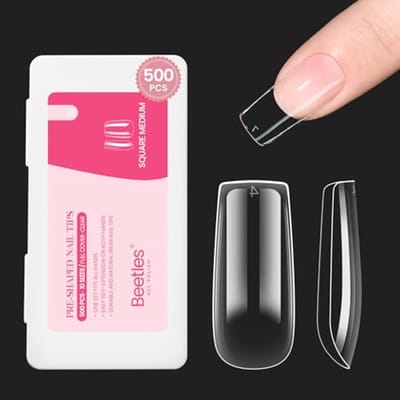 Medium Square False Nail Tips - 500 Stuks - Transparant - Nail File Benodigd