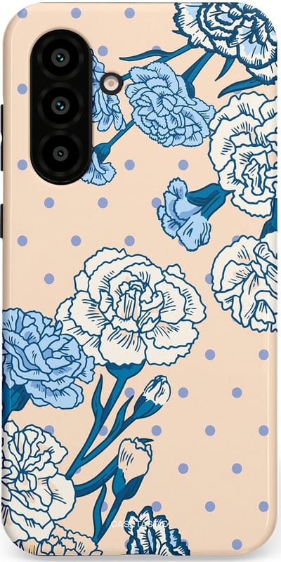 Casetastic hoesje geschikt voor Samsung Galaxy A36 / Samsung Galaxy A56 - Dubbellaagse bescherming - Anjer elegantie - Fashion Case - Zand Zilver Lichtblauw