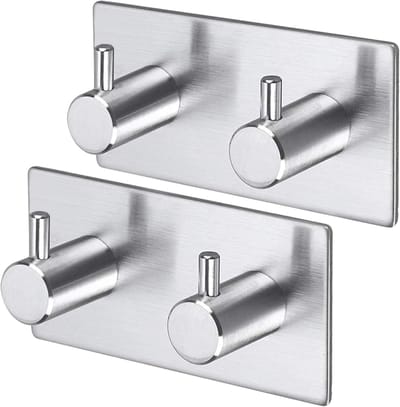 Handdoekhouder set van 2 - roestvrij staal - zelfklevend - ideaal voor badkamer en keuken - m-winkel