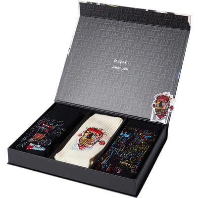 Jimmy Lion unisex athletic basquiat giftbox 3P sokken zwart & wit (Basquiat)