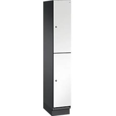 C+P Kast Cambio met twee verdiepingen, 1 vak, 2 vakken, met plint, B 300 x D 525 x H 1980 mm, zwart-grijs/wit