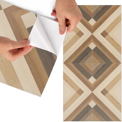 Tulup Meubelfolie - Houten mozaïek Wrapfolie Keuken - 75x150 cm - Bruin Meubelfolie - Meubelfolie Zelfklevend - Geometrische Meubelfolie - Wrapfolie Keuken - Wanddecoratie - Texturen