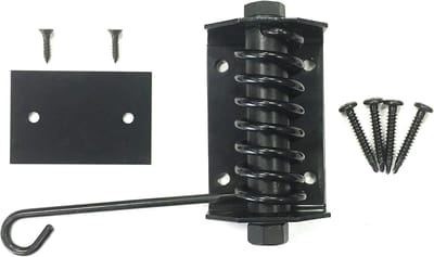 Platte Poortsluiter - Tuinhek Veer - Automatisch Sluiten - Verstelbare Spanning - 18 cm Lang - Zwart