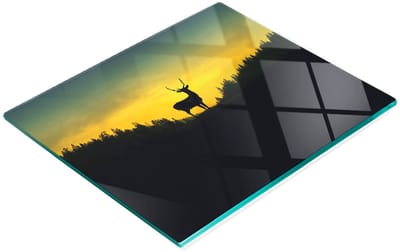 Decoratieve glazen snij- en serveerplank met hertenmotief, 60x52 cm