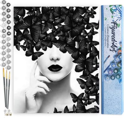 Figured'Art Schilderen op Nummer Volwassenen canvas Vlinder schoonheid - Handwerk acrylverf Kit DIY Compleet - 40x50cm zonder frame