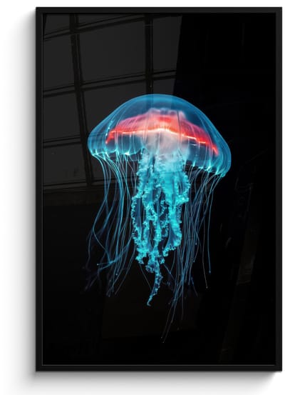 Poster in lijst - Fotolijst 80x120 cm - Posters - Kwal - Tentakels - Blauw - Licht - Posterlijst zwart - Decoratie - Wanddecoratie woonkamer - Muurdecoratie slaapkamer