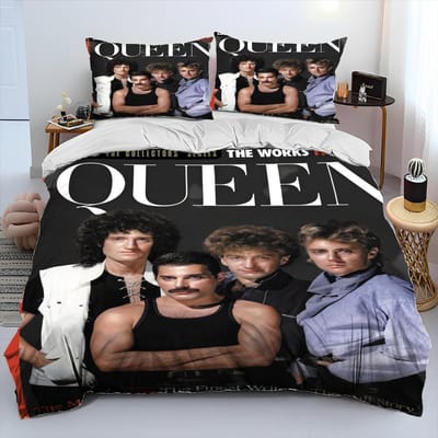 Freddie Mercury Queen-Rock-Band Dekbed Dekbedovertrek Beddengoed Set Dekbedhoes Bedset Dekbedhoes Kussensloop King Queen Maat Beddengoed Set 150*200cm 3pcs