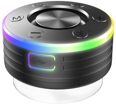 Douchespeaker Waterdichte Speaker Bluetooth IPX7 en Krachtig Geluid - Waterbestendige Speaker Klein met Zuignap en LED Handsfree Bellen en Lange Batterijduur | Compact en Ideaal voor Douche en Buitengebruik