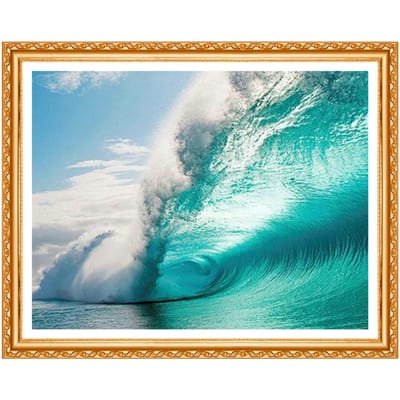 5D bricolage diamant peinture point de croix vagues de mer paysage décor à la maison diamant broderie Kit complet 20X30CM gray
