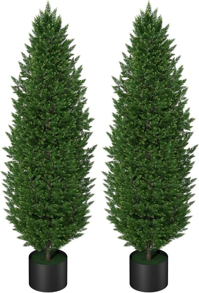 2 Stuks Kunstplanten Set - 150cm Hoog - Kunstplanten - Gesimuleerde Cipres - Met PE Bladeren - PP Bloempot - Plastik - Groenblijvend - Kamerplanten - Kleurecht - Groenset - Voor Woondecoratie - NAIZY