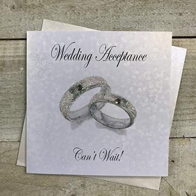 Handgemaakte Witte Katoenen Acceptatie Kaart voor Weddenschappen